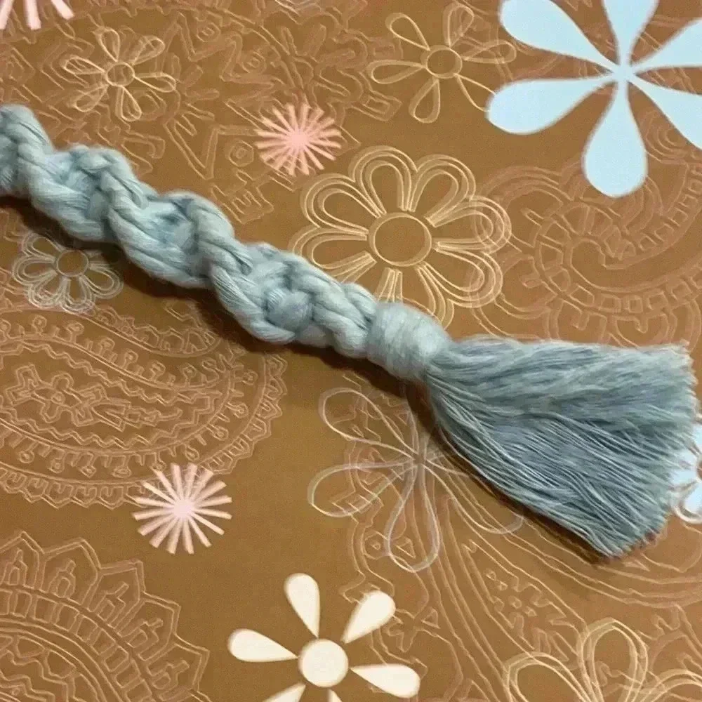 Spiral Macramé Keychain in Misty Blue